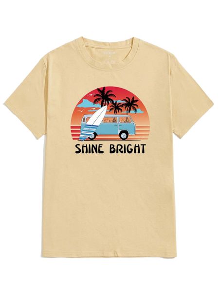 men tropical and letter graphic tee 21yl#, White;black
