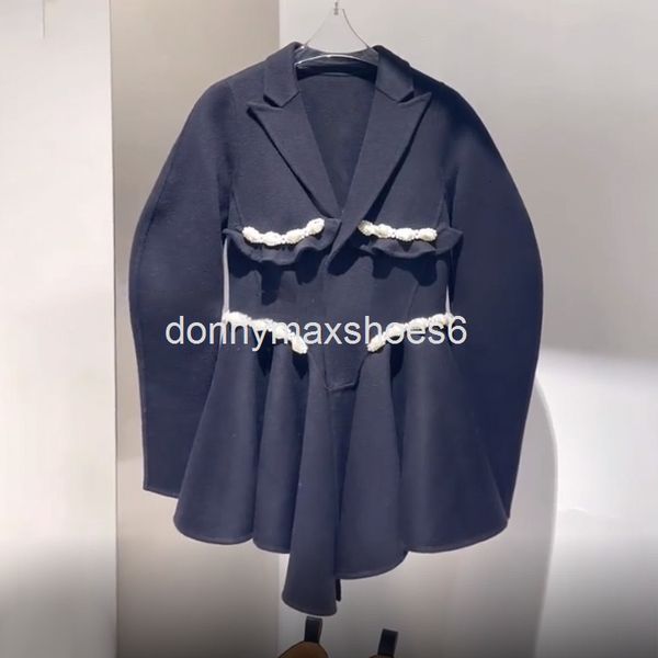 women's wool & blends french heavy industry beaded ruffle wool coat 21 autumn and winter style niche elegant waist closing versatile wo, Black
women's wool & blends french heavy industry beaded ruffle wool coat 21 autumn and winter style niche elegant waist closing versatile wo, Black