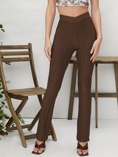 honeycomb textured asymmetrical waist pants t0px#, Black;white
honeycomb textured asymmetrical waist pants t0px#, Black;white