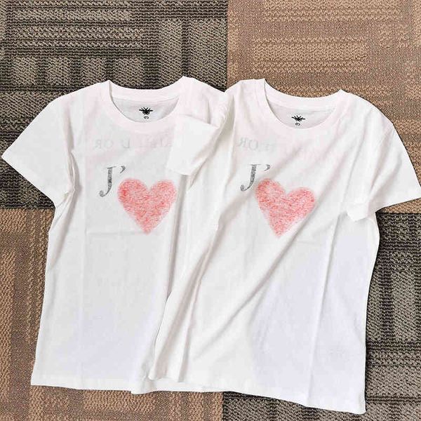 2022 brand t shirt family d love short sleeved spring summer star wang ziwen yang ying baby same tana, White
2022 brand t shirt family d love short sleeved spring summer star wang ziwen yang ying baby same tana, White