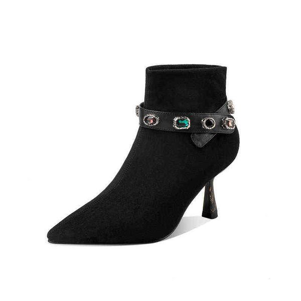 dress shoes suede leather bowties ankle boots pointed toe thin high heels night club black gray woman 220318
dress shoes suede leather bowties ankle boots pointed toe thin high heels night club black gray woman 220318