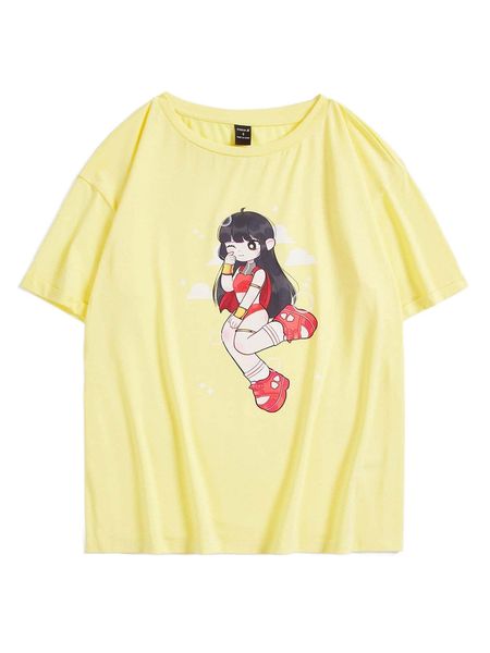 x naawberry figure graphic round neck tee s3ge#, White