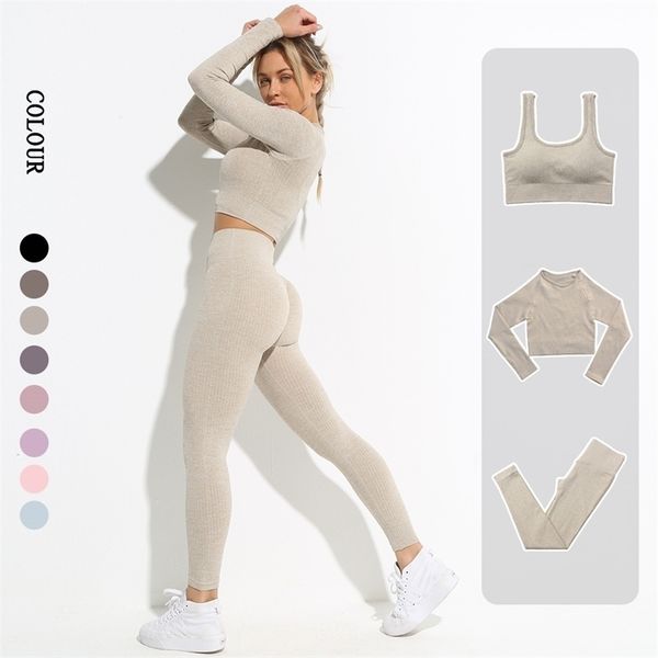 gym clothing seamless leggings women yoga set workout clothes female athletic wear fitness bra long sleeve crop sport suit 220317, Gray
gym clothing seamless leggings women yoga set workout clothes female athletic wear fitness bra long sleeve crop sport suit 220317, Gray