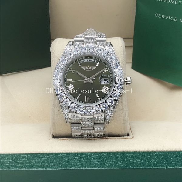 full diamond green roman president watch 2288238 18k white gold men automatic box, Slivery;brown
full diamond green roman president watch 2288238 18k white gold men automatic box, Slivery;brown