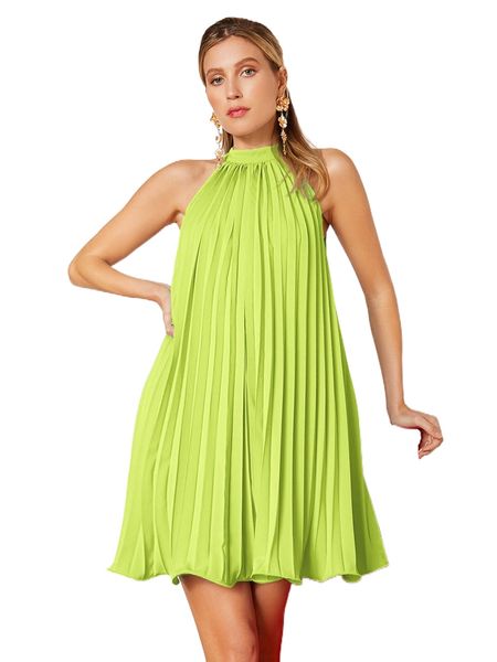 tie back pleated dress a0zj#, Black;gray