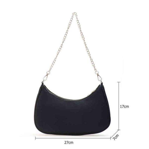 evening bags fashion women pu leather shoulder pure color pearl chain underarm bag casual all-matchladies small hobos handbags purses 220608