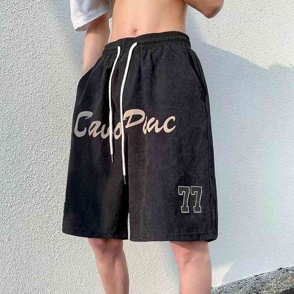 men's shorts street hip hop lettered printed tooling summer fashion brand ins versatile sports straight capris, White;black
men's shorts street hip hop lettered printed tooling summer fashion brand ins versatile sports straight capris, White;black