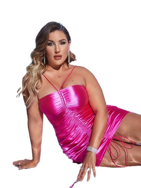 plus drawstring front bodycon dress v6bh#, Black 
plus drawstring front bodycon dress v6bh#, Black