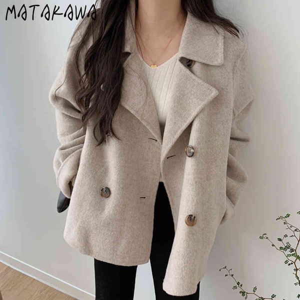 simple wool coat women turndown collar double breasted jackets korean loose longsleeved short coats 210506, Black
simple wool coat women turndown collar double breasted jackets korean loose longsleeved short coats 210506, Black