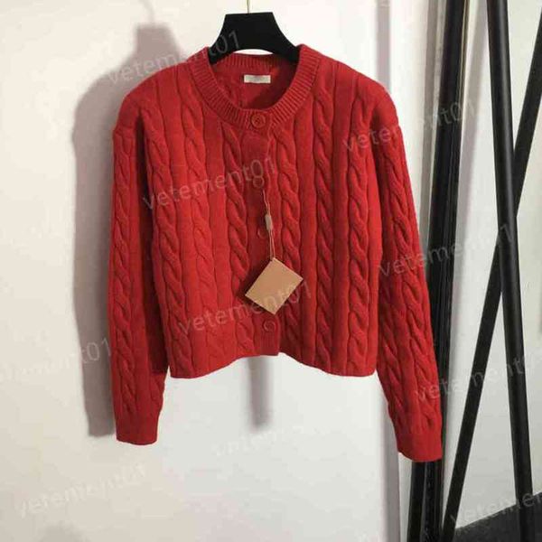 luxury womens sweaters red twist knit crew neck long sleeve cardigan jacket designer sweater women clothing 0912, White;black
luxury womens sweaters red twist knit crew neck long sleeve cardigan jacket designer sweater women clothing 0912, White;black