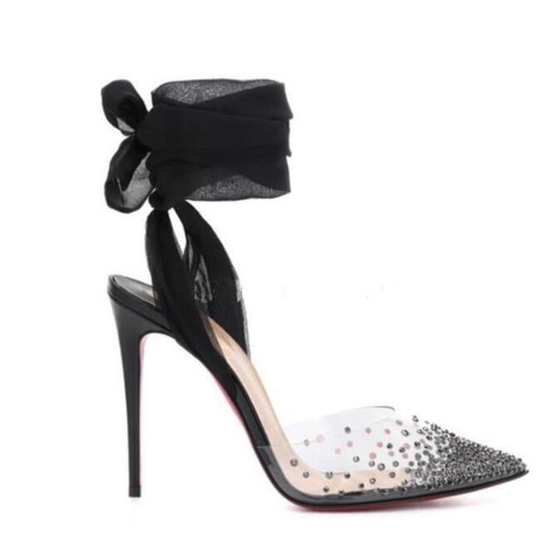 elegant lace-up slingback women's sandals summer red sole high heels pvc crystal rivets bling pointed toe wedding party shoes full orig, Black
elegant lace-up slingback women's sandals summer red sole high heels pvc crystal rivets bling pointed toe wedding party shoes full orig, Black
