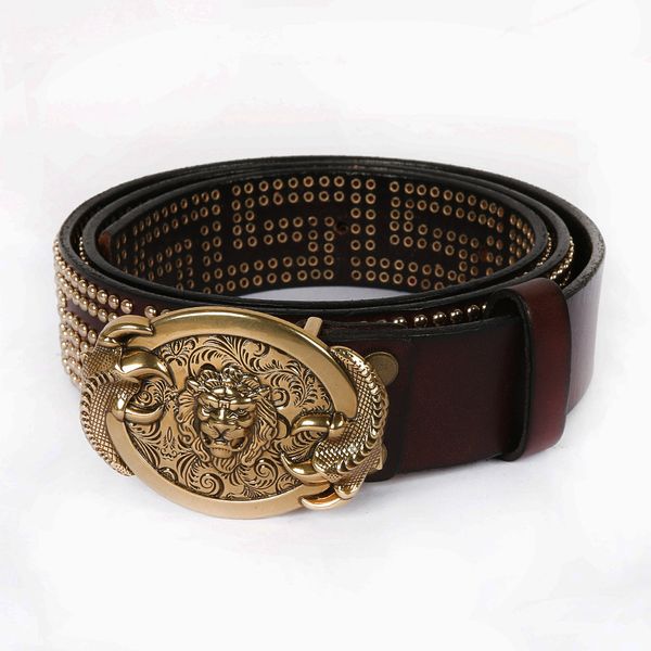 new layer leather men's belts retro leisure gold small rivets smooth buckle belt luxury designer belts1 fashionable leather classical w, Black;brown
new layer leather men's belts retro leisure gold small rivets smooth buckle belt luxury designer belts1 fashionable leather classical w, Black;brown