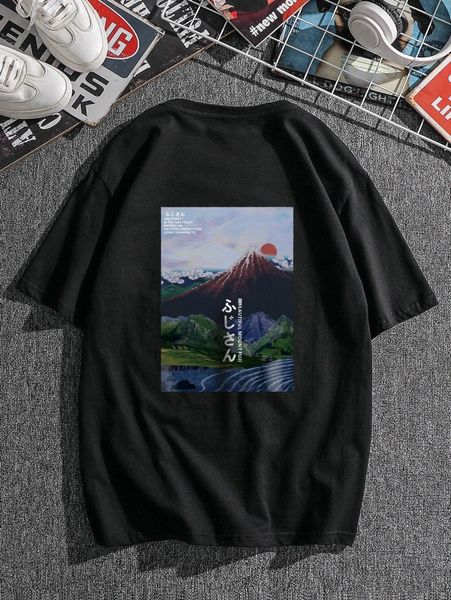 men mountain & japanese letter graphic tee g9e0#, White;black
men mountain & japanese letter graphic tee g9e0#, White;black