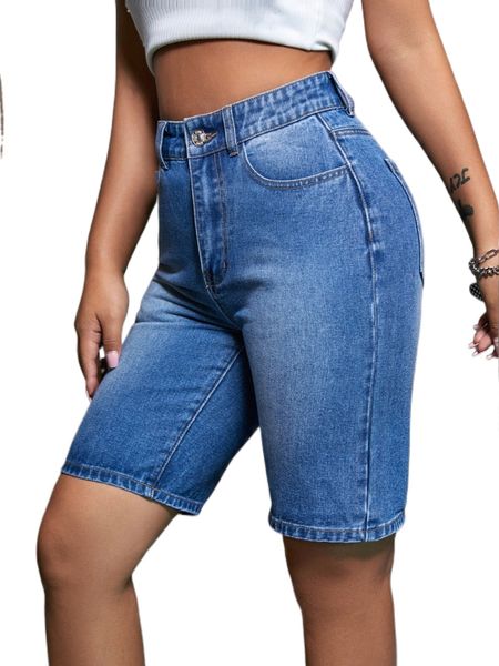 high waist bermuda denim shorts x8lc#, White;black
high waist bermuda denim shorts x8lc#, White;black