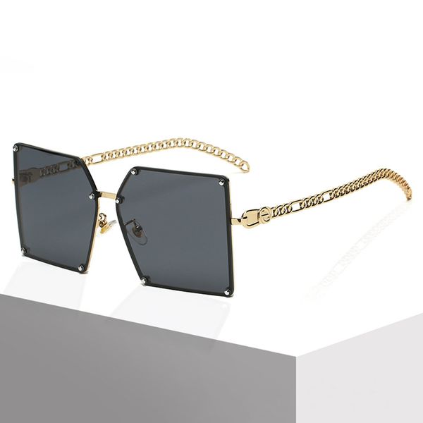 fashion sunglasses women gc men large frame chain glasses leg liuding frameless sun glasses, White;black