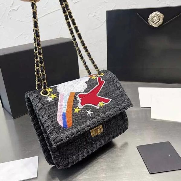 sw women flap designer bags black cowboy denim embroidery shoulder bags gold-tone metal chain hardware multicolor crossbody pattern diamond
sw women flap designer bags black cowboy denim embroidery shoulder bags gold-tone metal chain hardware multicolor crossbody pattern diamond