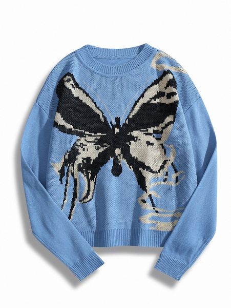 butterfly pattern drop shoulder sweater d3rl#, White;black
butterfly pattern drop shoulder sweater d3rl#, White;black