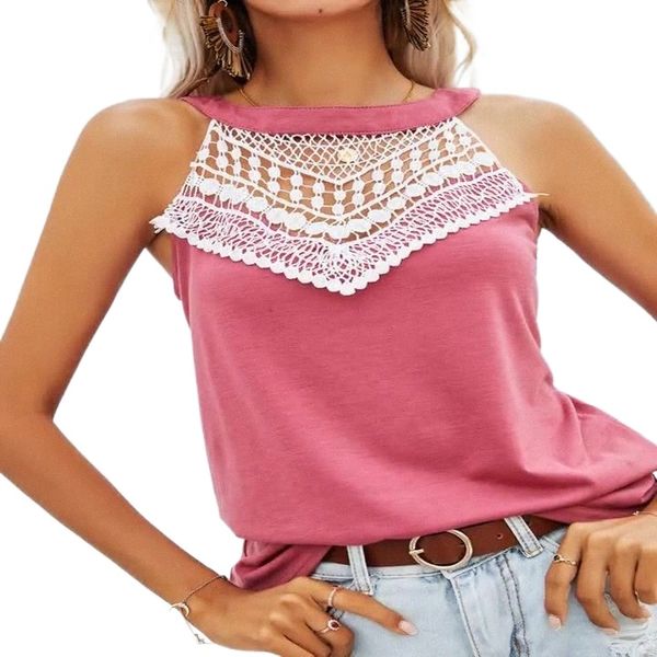 european and american foreign trade wholesale lace stitching vest shoulder-off back neck sleeveless t-shirt casual joker round neck women u1, White
european and american foreign trade wholesale lace stitching vest shoulder-off back neck sleeveless t-shirt casual joker round neck women u1, White