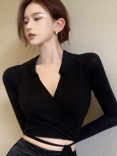 women's t-shirt womengaga korean style tight cross-neck short women's solid color belt long-sleeved bottoming wyvg, White
women's t-shirt womengaga korean style tight cross-neck short women's solid color belt long-sleeved bottoming wyvg, White