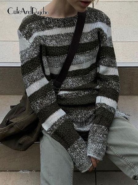 cuteandpsycho y2k aesthetic striped retro sweaters knit 90s fashion oneck long sleeve pullover autumn streetwear comfy outfits 220816, White;black
cuteandpsycho y2k aesthetic striped retro sweaters knit 90s fashion oneck long sleeve pullover autumn streetwear comfy outfits 220816, White;black