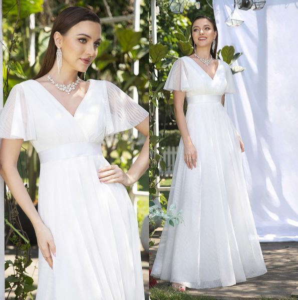 beige v neck tulle a line beach summer wedding dresses women elegant flare short sleeves ribbon belt ruched floor length bridal gowns vestid, White
beige v neck tulle a line beach summer wedding dresses women elegant flare short sleeves ribbon belt ruched floor length bridal gowns vestid, White