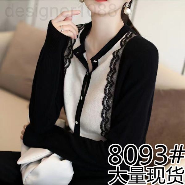 women's sweaters designer 8093# sweater coat autumn intellectual elegant lace stitching temperament pearl button crew neck cardigan cb5, White;black
women's sweaters designer 8093# sweater coat autumn intellectual elegant lace stitching temperament pearl button crew neck cardigan cb5, White;black