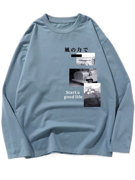 men car & slogan print tee m1ju#, White;black