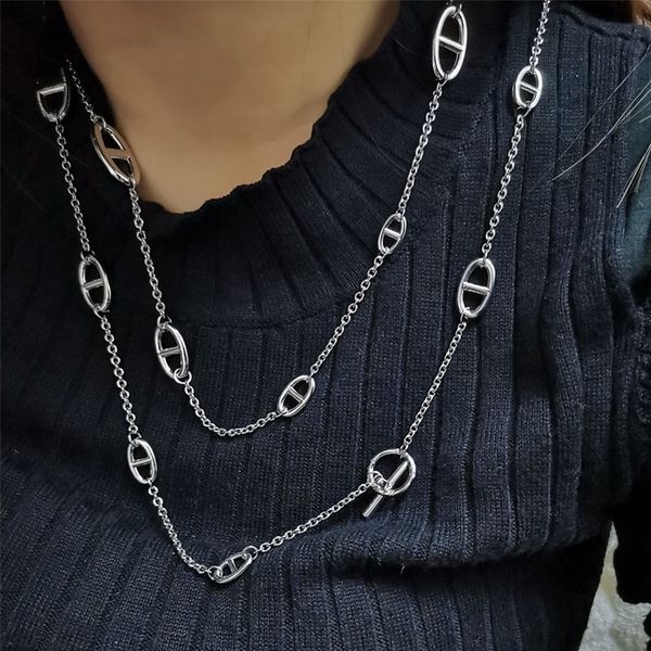 european and american ins hip hop ot buckle japanese pendant pig nose necklace female surgical steel plating, Silver
european and american ins hip hop ot buckle japanese pendant pig nose necklace female surgical steel plating, Silver