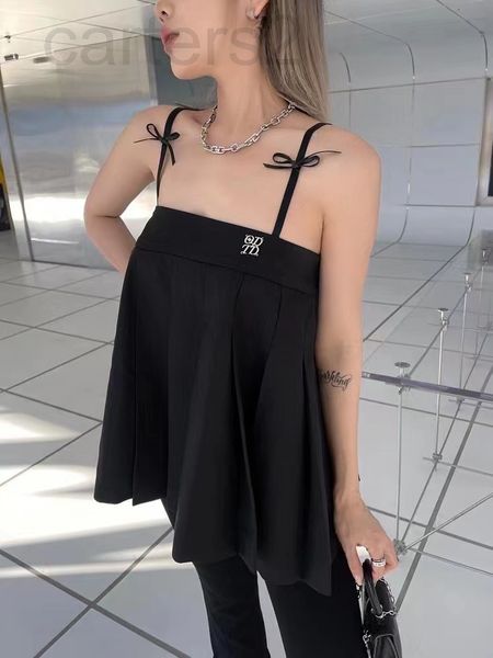 women's tanks & camis designer 22 spring and summer new black pleated mercerized fabric bow suspender simple thin vest aihw, White
women's tanks & camis designer 22 spring and summer new black pleated mercerized fabric bow suspender simple thin vest aihw, White