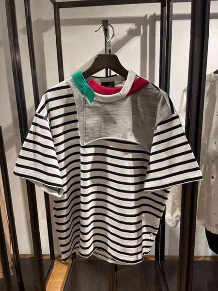 women's t-shirt niche spring summer fake two piece irregular splicing t-shirt contrast stripe short sleeve women's ins, White
women's t-shirt niche spring summer fake two piece irregular splicing t-shirt contrast stripe short sleeve women's ins, White