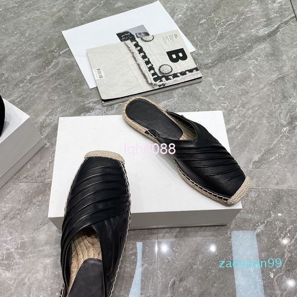 wrinkled hemp slippers rope baotou drag half female summer wear sandals muller shoes fisherman's flat bottom sewn women's55, Black
wrinkled hemp slippers rope baotou drag half female summer wear sandals muller shoes fisherman's flat bottom sewn women's55, Black