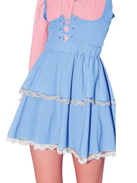 romwe contrast lace ruffle hem skirt 59pa#, Black
romwe contrast lace ruffle hem skirt 59pa#, Black