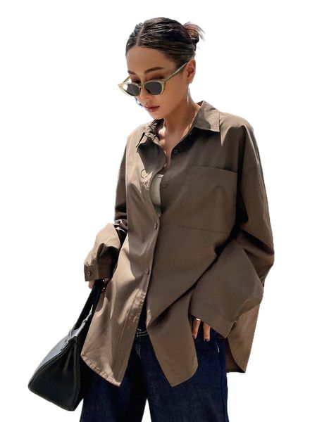 dazy patched pocket drop shoulder shirt n4ky#, White
