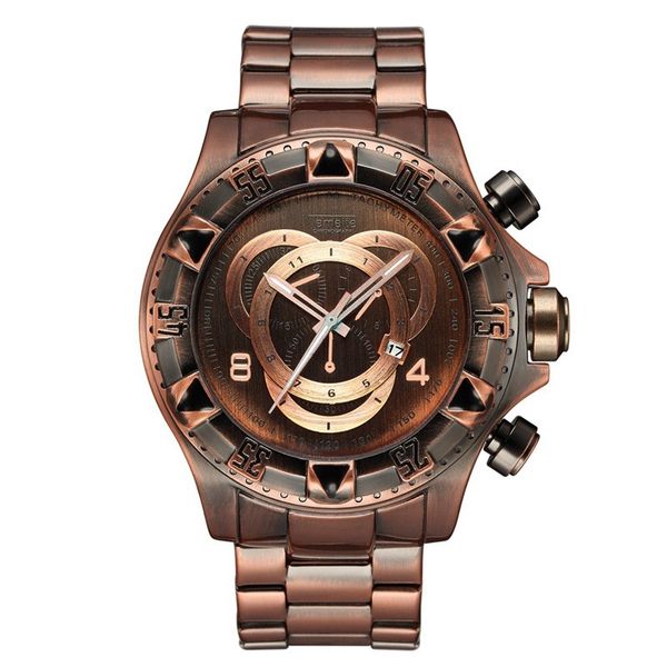 man watches japanese quartz military wristwatches luxury antique copper color stainless steel calendar cool men's waterproof clocks, Slivery;brown
man watches japanese quartz military wristwatches luxury antique copper color stainless steel calendar cool men's waterproof clocks, Slivery;brown