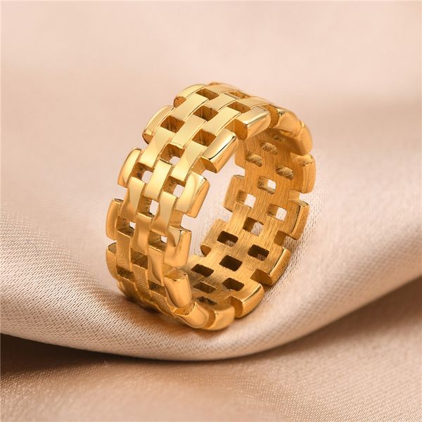 new fashion hiphop 8mm chain ring female jewelry punk gold color stainless steel hollow wedding ring for men women wholesale, Silver
new fashion hiphop 8mm chain ring female jewelry punk gold color stainless steel hollow wedding ring for men women wholesale, Silver