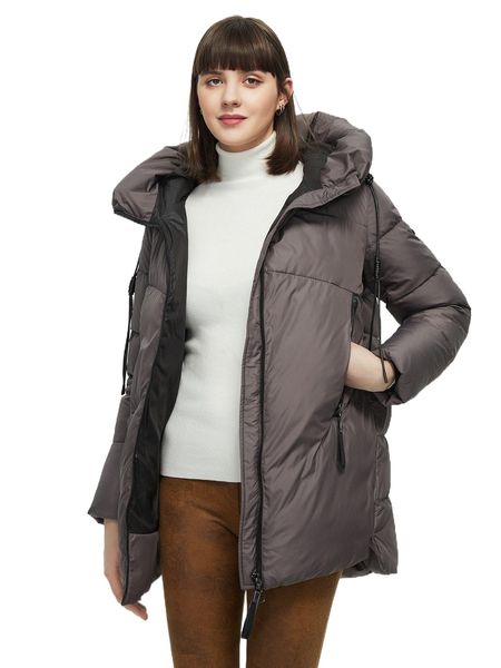 zipper front patch detail hooded winter coat w1bz#, Black