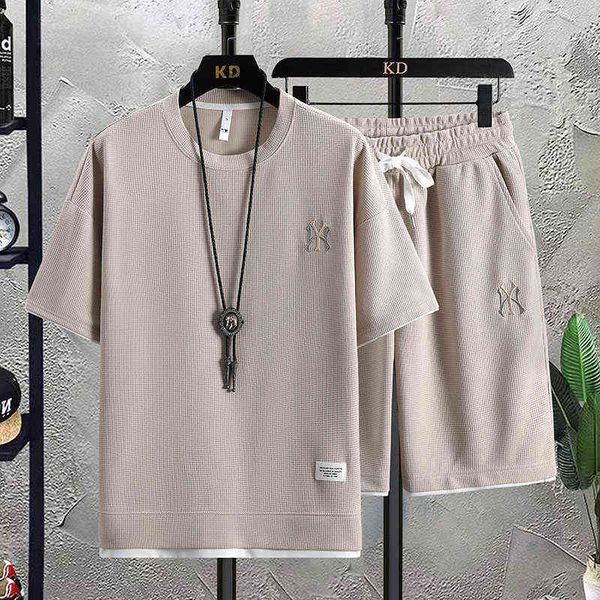 men's tracksuit ny embroidered 2-piece sets with sleeved t-shirt and shorts waffle fake-2-piece summer for men, Gray
men's tracksuit ny embroidered 2-piece sets with sleeved t-shirt and shorts waffle fake-2-piece summer for men, Gray