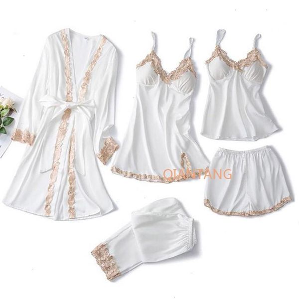 5pcs v-neck nightwear pajamas sets womens sleepwear bride wedding lace sleep suit spring casual satin pijamas, Black;red
5pcs v-neck nightwear pajamas sets womens sleepwear bride wedding lace sleep suit spring casual satin pijamas, Black;red