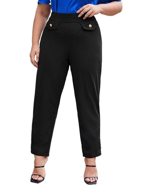 plus high waist flap detail pants 57ae#, Black
plus high waist flap detail pants 57ae#, Black