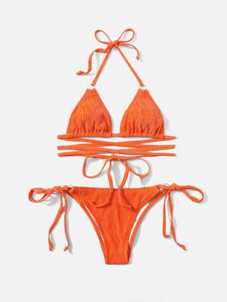 textured ring linked halter triangle bikini swimsuit e7d0#, White;black
textured ring linked halter triangle bikini swimsuit e7d0#, White;black