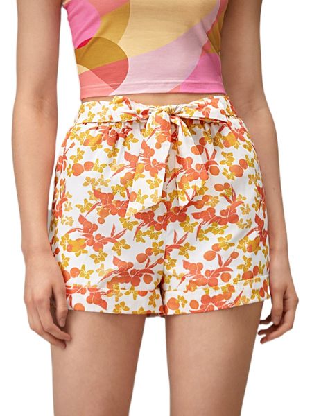 x t margarite floral print knot front shorts p6vf#, White;black
x t margarite floral print knot front shorts p6vf#, White;black