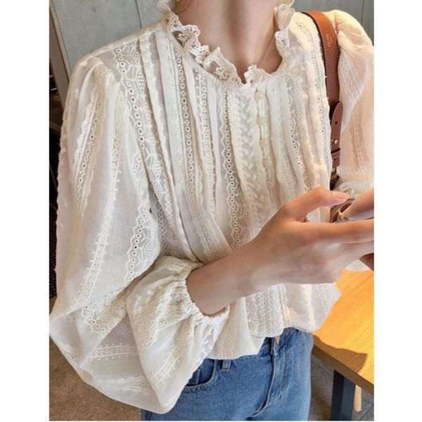 women's blouses & shirts 2022 korean lace edge small stand collar embroidery large size solid color shirt women's clothing, White
women's blouses & shirts 2022 korean lace edge small stand collar embroidery large size solid color shirt women's clothing, White