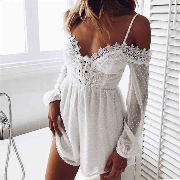 white lace elegant jumpsuit romper dot chiffon party up playsuit women summer short casual overalls 210521, Black;white
white lace elegant jumpsuit romper dot chiffon party up playsuit women summer short casual overalls 210521, Black;white
