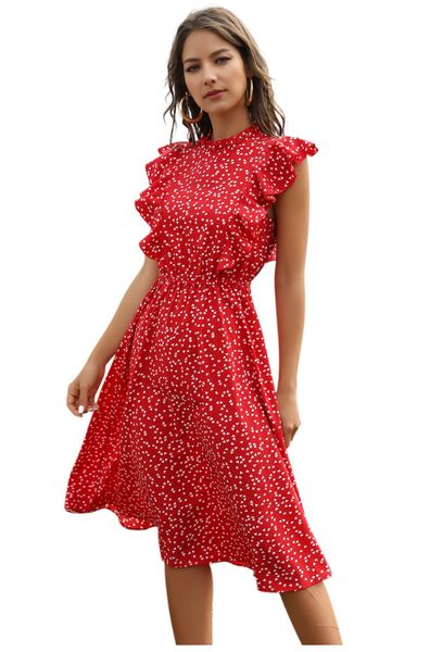 casual dresses summer dot print dress women butterfly sleeve ruffles medium long chiffon, Black;gray
casual dresses summer dot print dress women butterfly sleeve ruffles medium long chiffon, Black;gray