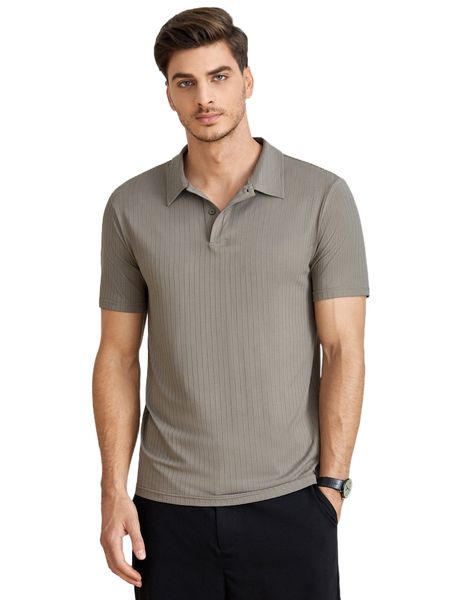 men ribbed knit polo shirt h76l#, White;black