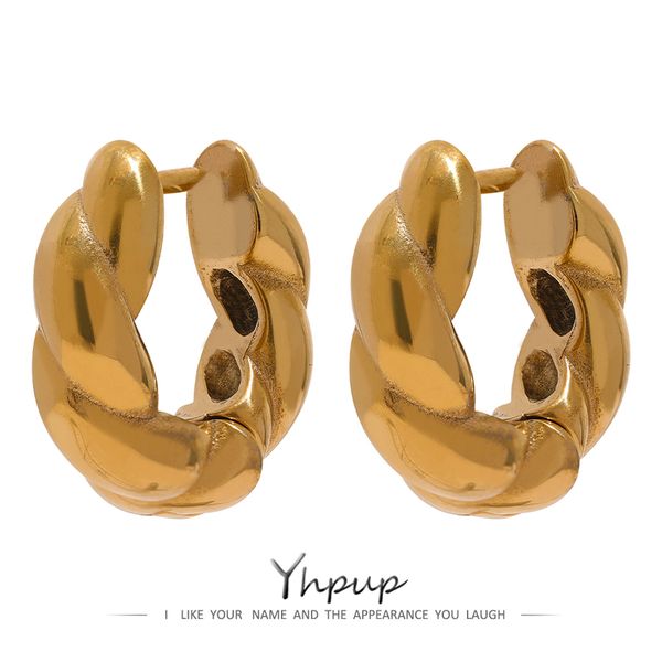 yhpup minimalist chunky twist stainless steel hoop earrings 18k gold plated small round hight quality charm waterproof jewelry 220716, Golden;silver
yhpup minimalist chunky twist stainless steel hoop earrings 18k gold plated small round hight quality charm waterproof jewelry 220716, Golden;silver