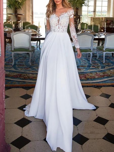 2022 new wedding dress european and american princess bride long-sleeved split small trailing perspective backless lace wed dress vestido de, White
2022 new wedding dress european and american princess bride long-sleeved split small trailing perspective backless lace wed dress vestido de, White