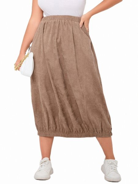 plus elastic waist solid skirt u6kz#, Black 
plus elastic waist solid skirt u6kz#, Black
