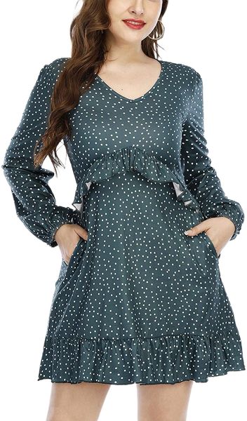women's v neck ruffle dress cute polka dot a-line boho dresses loose swing flowy casual short tunic dresses b2kw#, Black;gray
women's v neck ruffle dress cute polka dot a-line boho dresses loose swing flowy casual short tunic dresses b2kw#, Black;gray