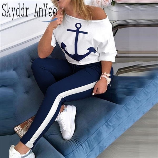 2 piece set tracksuit women boat anchor print two piece set and pants femme clothes elastic waist long pants set lounge wear t200704, White
2 piece set tracksuit women boat anchor print two piece set and pants femme clothes elastic waist long pants set lounge wear t200704, White
